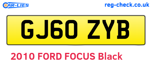 GJ60ZYB are the vehicle registration plates.