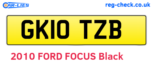 GK10TZB are the vehicle registration plates.