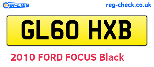 GL60HXB are the vehicle registration plates.