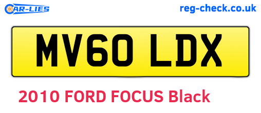 MV60LDX are the vehicle registration plates.