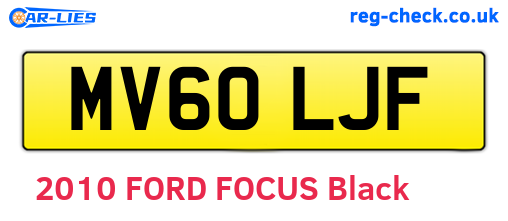 MV60LJF are the vehicle registration plates.