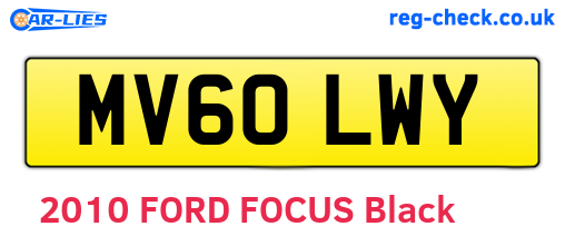 MV60LWY are the vehicle registration plates.