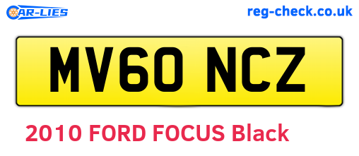 MV60NCZ are the vehicle registration plates.