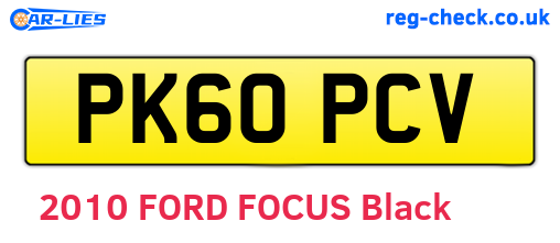 PK60PCV are the vehicle registration plates.