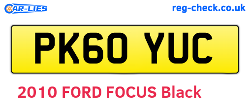 PK60YUC are the vehicle registration plates.