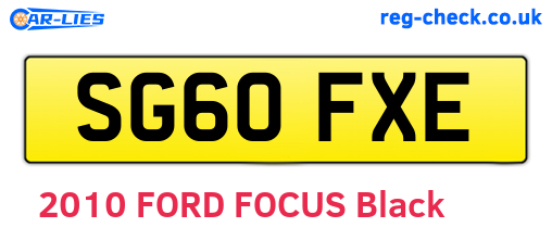 SG60FXE are the vehicle registration plates.