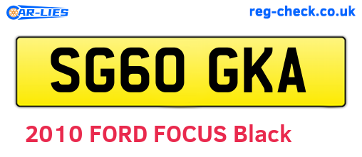 SG60GKA are the vehicle registration plates.