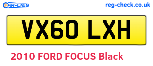VX60LXH are the vehicle registration plates.