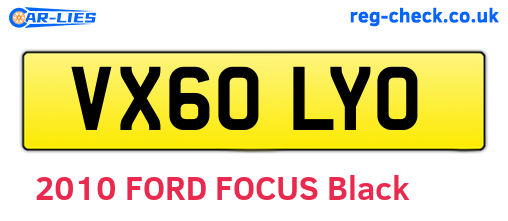 VX60LYO are the vehicle registration plates.