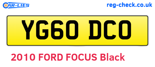 YG60DCO are the vehicle registration plates.