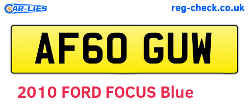 AF60GUW are the vehicle registration plates.