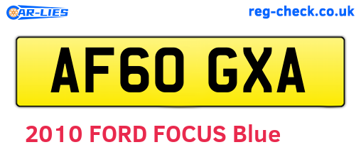 AF60GXA are the vehicle registration plates.