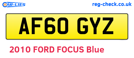 AF60GYZ are the vehicle registration plates.