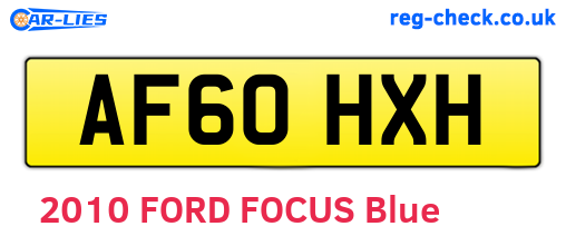 AF60HXH are the vehicle registration plates.