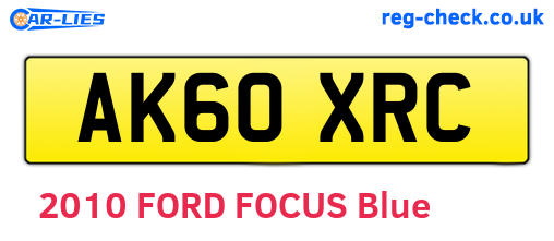 AK60XRC are the vehicle registration plates.