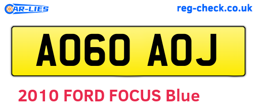 AO60AOJ are the vehicle registration plates.