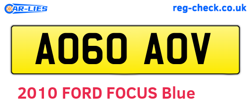 AO60AOV are the vehicle registration plates.