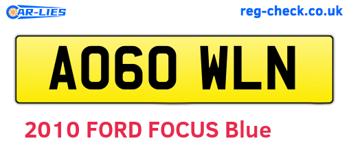 AO60WLN are the vehicle registration plates.