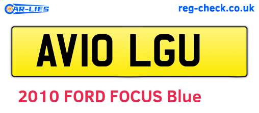 AV10LGU are the vehicle registration plates.