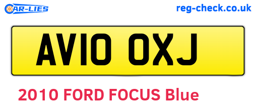 AV10OXJ are the vehicle registration plates.