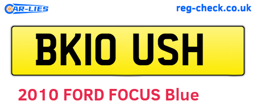 BK10USH are the vehicle registration plates.