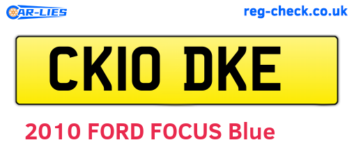 CK10DKE are the vehicle registration plates.