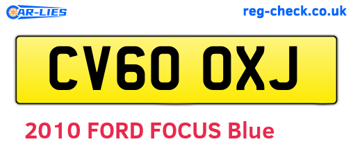 CV60OXJ are the vehicle registration plates.