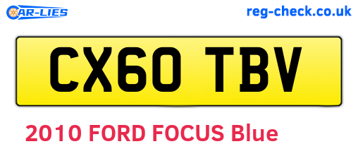 CX60TBV are the vehicle registration plates.