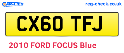 CX60TFJ are the vehicle registration plates.