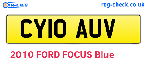 CY10AUV are the vehicle registration plates.