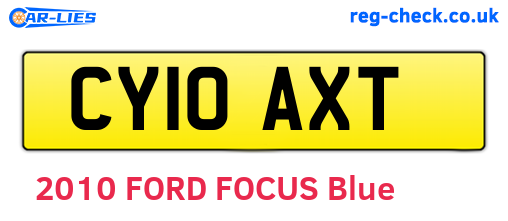 CY10AXT are the vehicle registration plates.