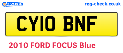 CY10BNF are the vehicle registration plates.