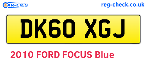 DK60XGJ are the vehicle registration plates.