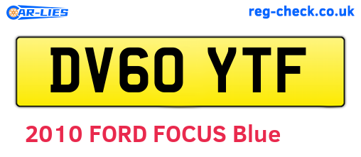 DV60YTF are the vehicle registration plates.