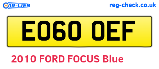 EO60OEF are the vehicle registration plates.