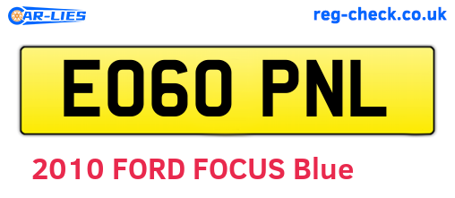 EO60PNL are the vehicle registration plates.