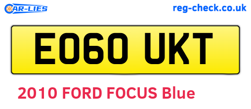 EO60UKT are the vehicle registration plates.
