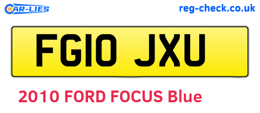 FG10JXU are the vehicle registration plates.