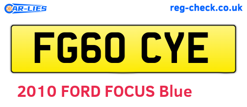 FG60CYE are the vehicle registration plates.