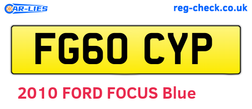 FG60CYP are the vehicle registration plates.