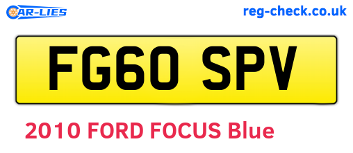 FG60SPV are the vehicle registration plates.