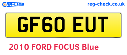 GF60EUT are the vehicle registration plates.