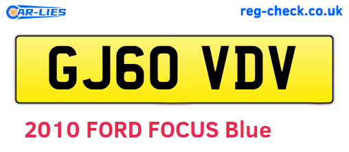 GJ60VDV are the vehicle registration plates.