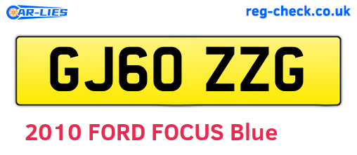 GJ60ZZG are the vehicle registration plates.