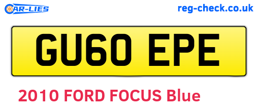GU60EPE are the vehicle registration plates.