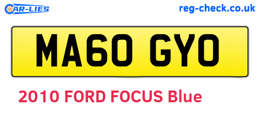MA60GYO are the vehicle registration plates.
