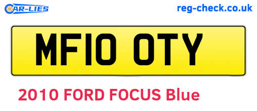 MF10OTY are the vehicle registration plates.