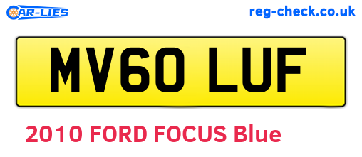 MV60LUF are the vehicle registration plates.
