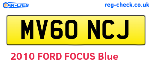 MV60NCJ are the vehicle registration plates.