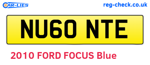 NU60NTE are the vehicle registration plates.